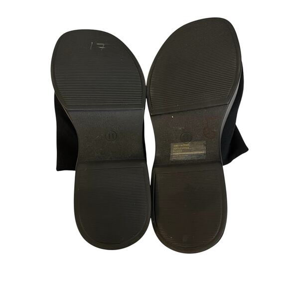 Y2K Report Platform Mules Sandals 11M Black Stretchy Chunky Grunge Goth Open Toe - Picture 7 of 9